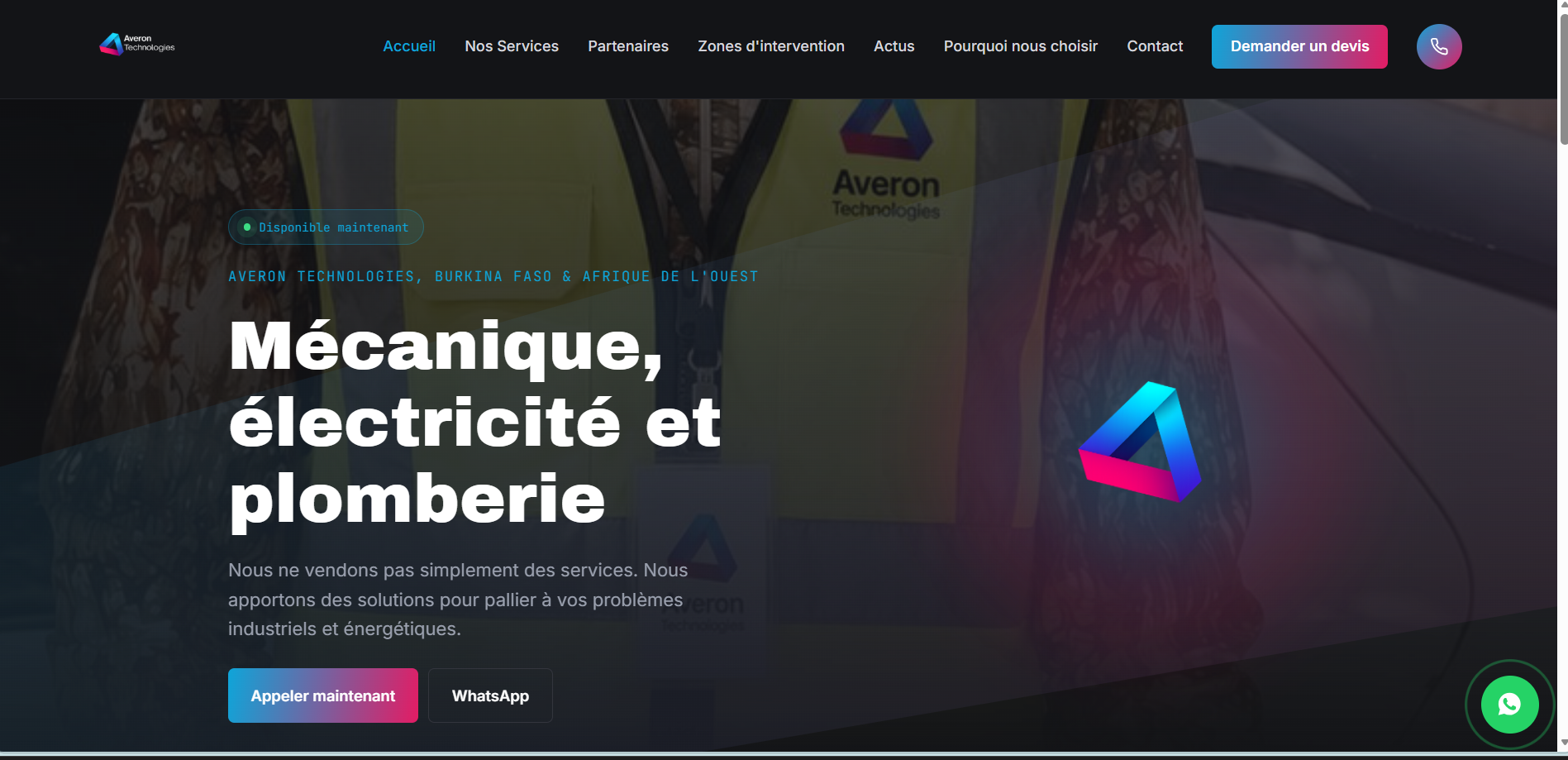 Aperçu du site Averon Technologies