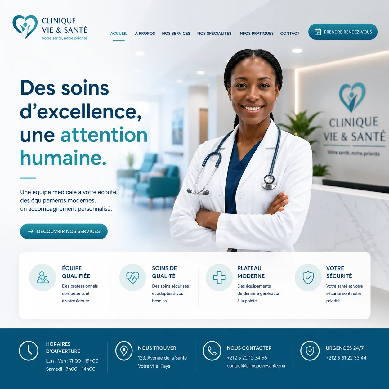 Concept de site pour une clinique médicale