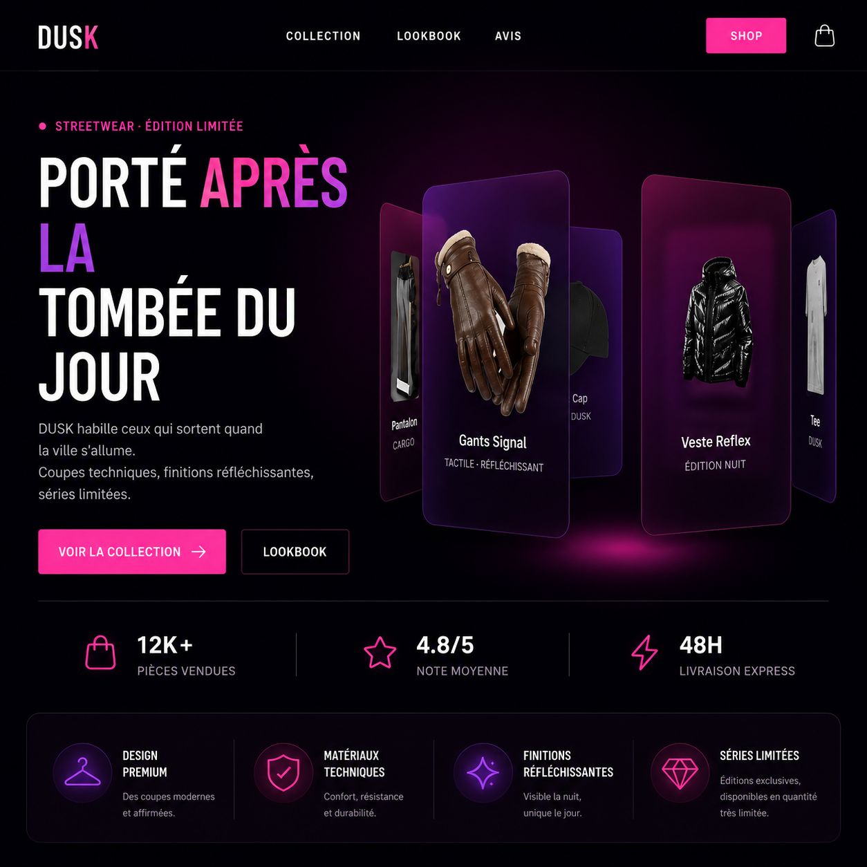 Concept de site pour une marque streetwear