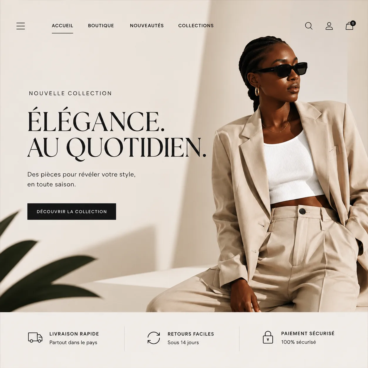 Concept de site pour une boutique de vêtements