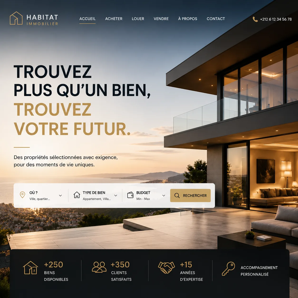 Concept de site pour une agence immobilière