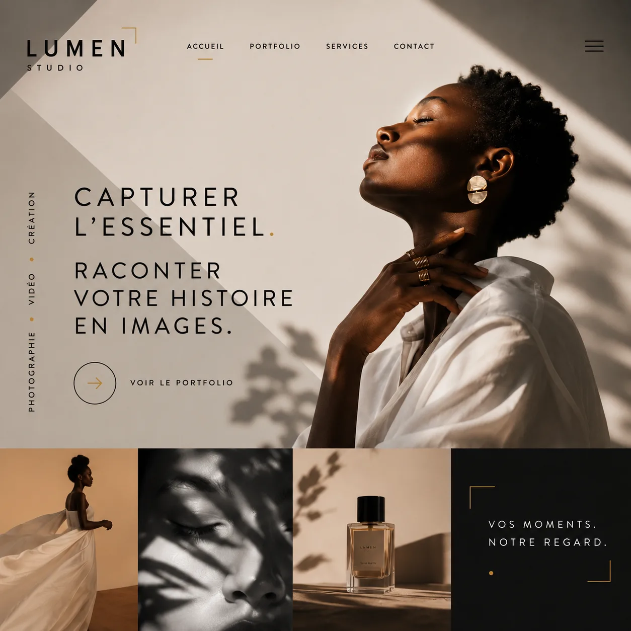 Concept de site pour un studio de photographie