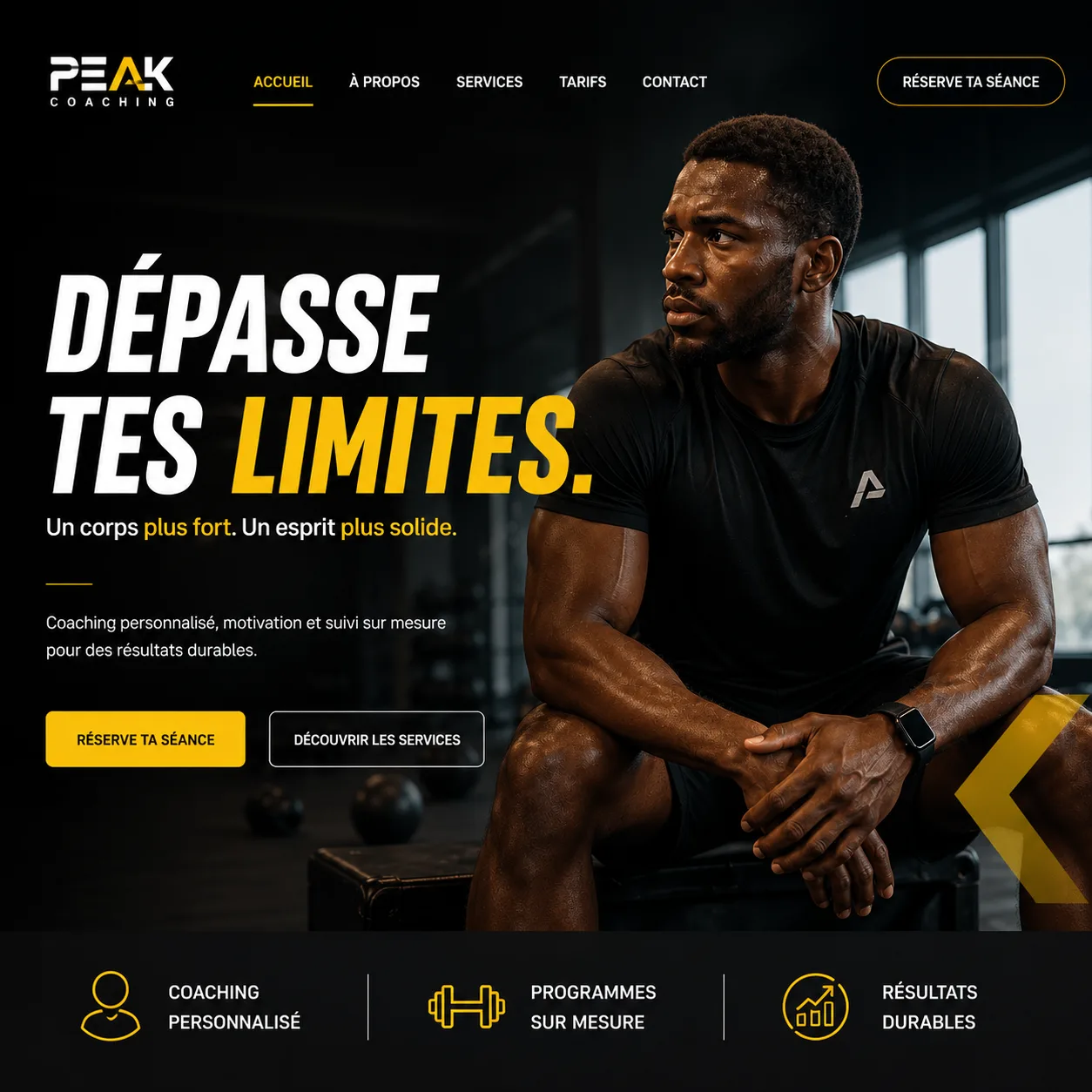 Concept de site pour un coach sportif