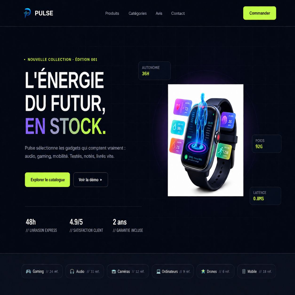 Concept de site pour une marque de gadgets tech