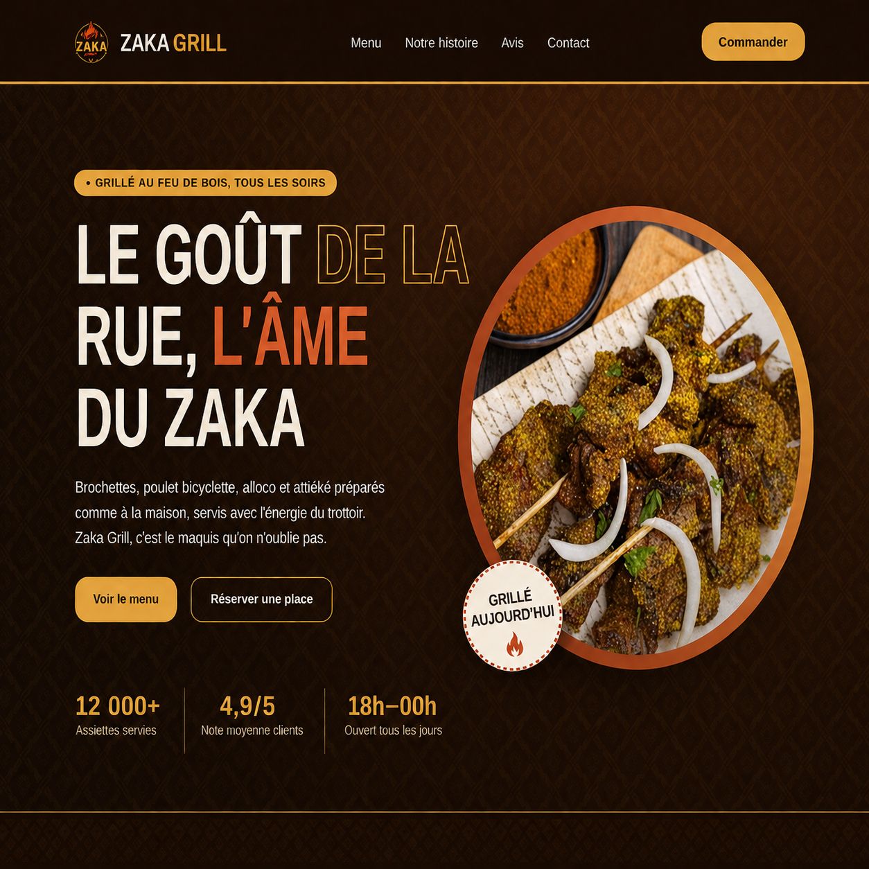 Concept de site pour un restaurant street food